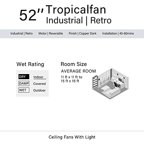 Morpholife 52" Black Caged Ceiling Fan With Lights Remote Control, Industrial Farmhouse Chandelier Fan Pull Chain, Rustic Vintage Ceiling Fan Light With 5 Reversible Blades For Bedroom, Living Room #TOP7