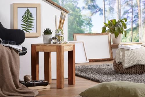 FineBuy Beistelltisch Massiv-Holz 35 x 35 cm Wohnzimmer-Tisch Design braun Landhaus-Stil Couchtisch Farbe wählbar Braun – Bild 5
