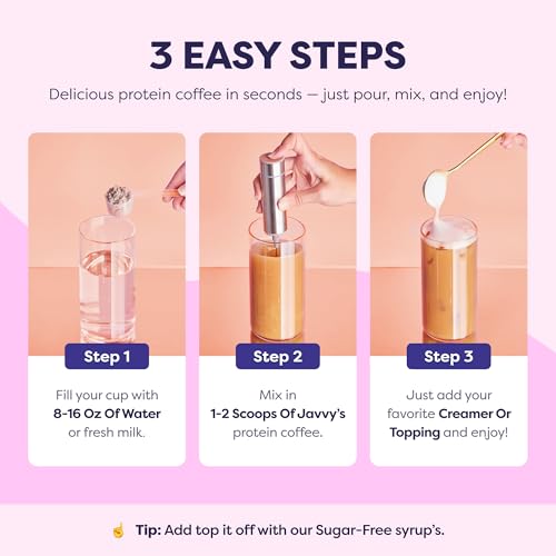 Image of Javvy Protein Coffee for Cold Brew & Iced Coffee, Cinnamon Sugar Churro | 10g Whey Protein, 100% Natural Cold Brew, Zero Artificial Flavors & Sweeteners, 80mg Caffeine, No Added Sugar
