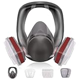 CÓMODO Y SELLADO: Fabricado en silicona y material elastómero termoplástico. Diseño ligero de respirador de cara completa y sello facial de silicona para mayor comodidad y durabilidad. El diseño de cara completa ofrece una protección adicional para sus ojos y le permite tener un campo de visión más amplio, la respiración no es tóxica, es suave, cómoda y duradera.