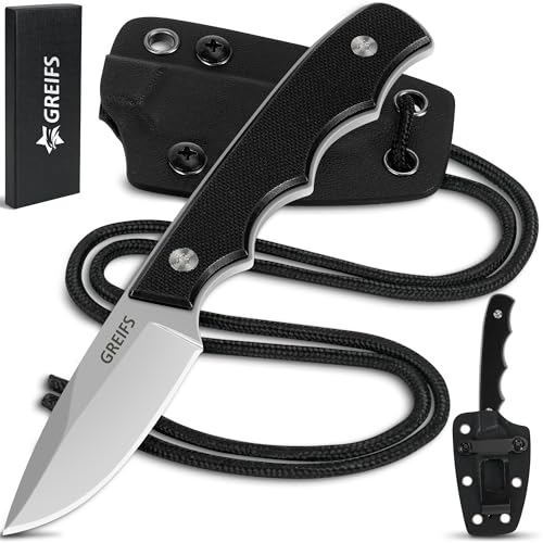 GREIFS® Neck Knife Messer NEXUS mit Kydex Scheide, Clip+Paracord zum Umhängen oder Einstecken,...