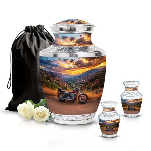 Image of Bike Urn Decorative Urns for Human Ashes 1 Large & 2 Small | Ashes Urns Human Remains, Funeral Urns Ashes
