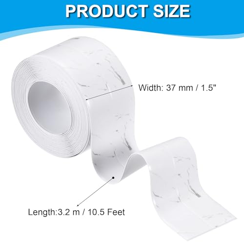 Image of PATIKIL Caulk Tape 1.5 inch x 10.5 Ft, Self Adhesive Sealing Tape Waterproof Toilet Tub Caulk Sealant Strip Sealing Trim for Kitchen Bathroom Toilet Bathtub Sink Countertop, Light Grey