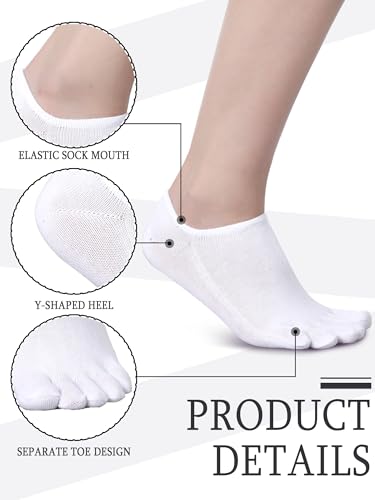 Image of Bencailor Women Toe Socks Cotton No Show Sock | 6 /12 Pairs Low-cut Socks with Toes Separated, Soft Breathable Cotton, Ankle Five-finger Sock for Running Athletic Daily Wear