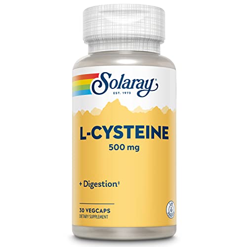 Image of SOLARAY L-Cysteine 500 mg, Digestion, Hair, Skin and Nails Support Supplement, Master Antioxidant, Lab Verified, 30 Servings, 30 VegCap