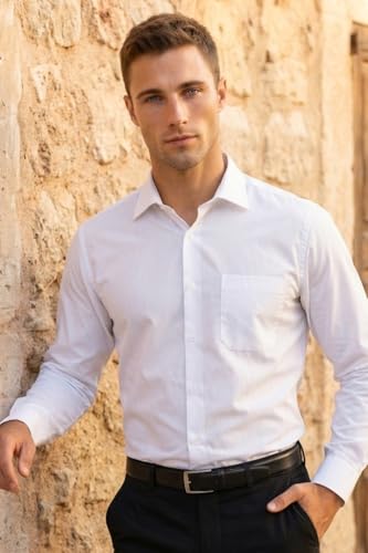 Image of Louis Philippe Men's Regular Fit Easy to Iron Everyday wear Premium Cotton Full Sleeve Solid Formal Shirt