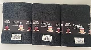 Riggs 100% Cotton 3 Pack Coffee Design Kitchen Hand Tea Towels in Black