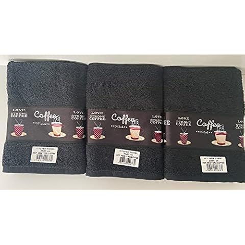 Riggs 3 Pack Black Coffee Design Towels Cover