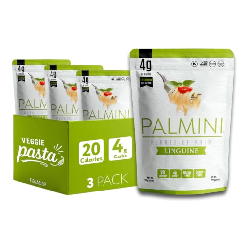 Palmini Linguine Hearts of Palm Pasta | Low Carb (4g Net Carbs), Low Calorie (20 Cal), Keto, Gluten Free, Vegan, Non-GMO | Healthy Plant-Based Noodles | As Seen on Shark Tank | 12oz Pack of 3