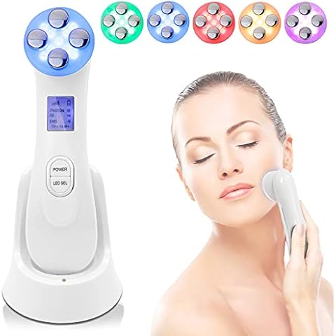 Ultrasonic 5 in 1 Skin Tightening Machine LED Light Therapfy Wrinkle Remover Machine Facial Massage RF EMS Facial Lifting Device for Women Skin Care Face Skin Rejuvenation Cover