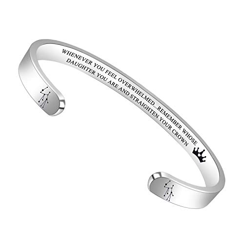 BTYSUN Birthday Gifts for Women Bracelets for Her Inspirational Jewelry for Women Personalized Cuff Bangle Bracelet Mantra Quotes Engraved Uplifting Crown Daughter Jewelry