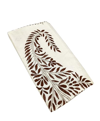 Image of SHRISTI CLOTHINGS Women's Hand Embroidered Cotton Silk Kantha Stitch Saree with Blouse Piece (SB430324 TWD72)
