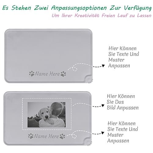 Napfunterlage Hund Katzen, OXYEFEI Personalisiert Hundematte Silikon mit Name&Muster Wasserdicht Cleany Hundenapf Unterlage Vermeiden Auslaufen für Katzennapf Futternapf Wassernapf