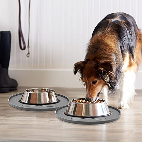 Ptlom Grey Silicone Pet Feeding Mats For Food And Water, Foldable Pet Placemat Non-Slip Waterproof Mats For Small And Medium Cats And Dogs, Raised Edge Prevents Residue From Spilling Onto The Floor #TOP2