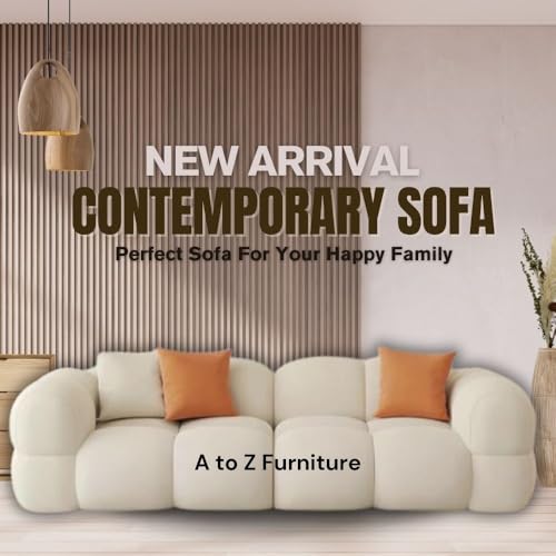 Image of A to Z Furniture Classic Chesterfield Sofa Set Luxury Chesterfield Sofa in for Home Living Room & Office (Off White 3+1+1)
