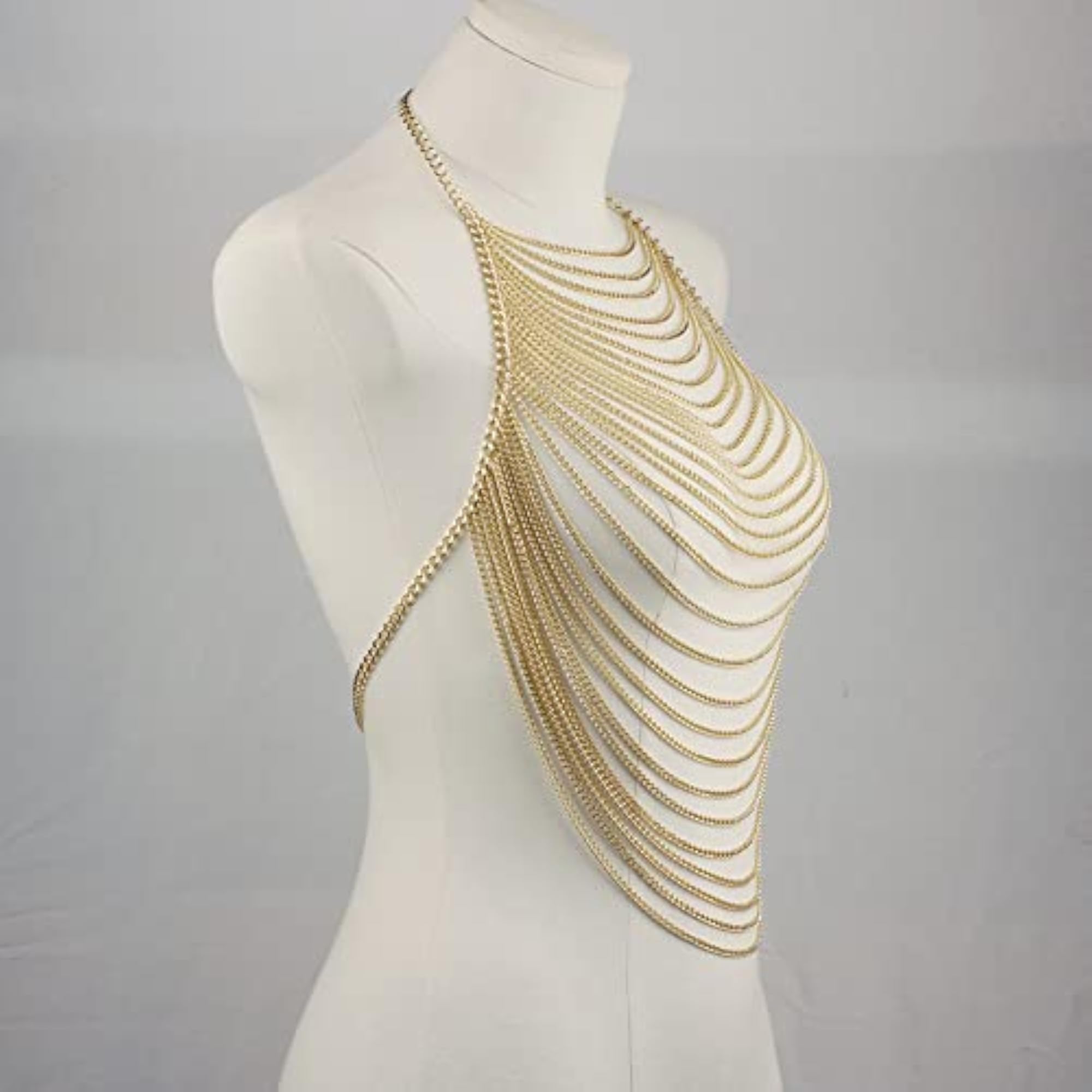 Women's Multi-Layer Gold Body Chain Necklace, Sexy Accessory