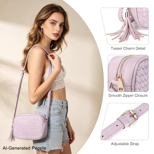 Image of AFKOMST Woven Crossbody Bag, Small Summer Purse and Boho Bag for Women | Vegan Leather, Roomy Space, 2.3L Capacity, fits iPad mini /Long Wallet /Kindle, Versatile for Daily Use /Casual /Date /Office