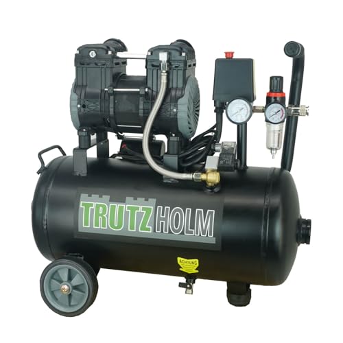 TRUTZHOLM Brushless Silent Flüsterkompressor innenbeschichtet 900 W / 24 Liter silent leise 62dB Druckluft, Kompressor, ölfrei, 8 bar, Ansaugleistung 128 L/Min