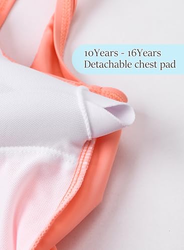 Image of One Piece Swimsuit for Girls 6-16 Years with Removable Chest Pad Quick Dry & Stretchy for Swim Team Beach