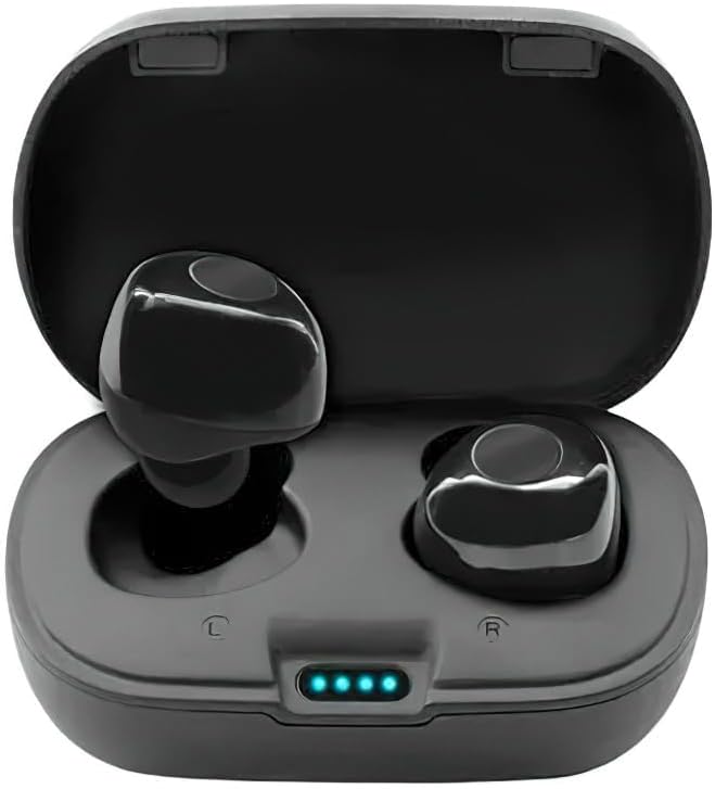 A single Sentry HPXBTA800 wireless earbud, black, highlighting the circular touch control area on its outer surface.