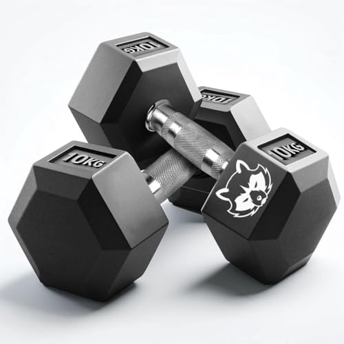 Image of Mapache Dumbbells Set For Home Gym Dumbbells Set Of 2 Fitness Gym Dumbbell Set For Home Workout Anti Skid Rubber Dumbbell Weights (10Kg), Black