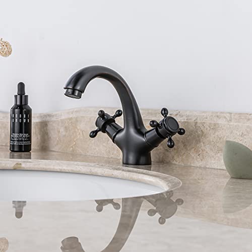 BOAOTX Rubinetto da bagno nero retrò, in ottone