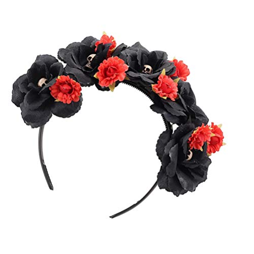 Lurrose Day of the Dead Headband, Halloween Rose Skull Headband Costume Headpiece for Cospaly Masquerade, Assorted Color, 12X12CM - Image 3