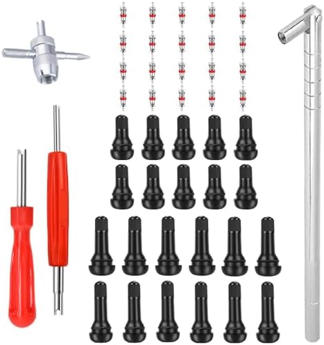 Lawn Mower Valve Stem Secrets: What You Didn't Know About Performance 2 Riseuvo Stem Puller and Installer - 10pcs TR412, 6pcs TR413, 6pcs TR414 Short Rubber Tire Valve Stems, 4 Way and Single Head Valve Core Remover Tool