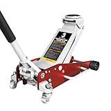 BIG RED フロアジャッキ 3t 油圧式 最低位100mm/最高位465mm アルミジャッキ ローダウン ガレージ コンパクト 高耐久 タイヤ交換 自動車整備 ゴムパッド付き レッド