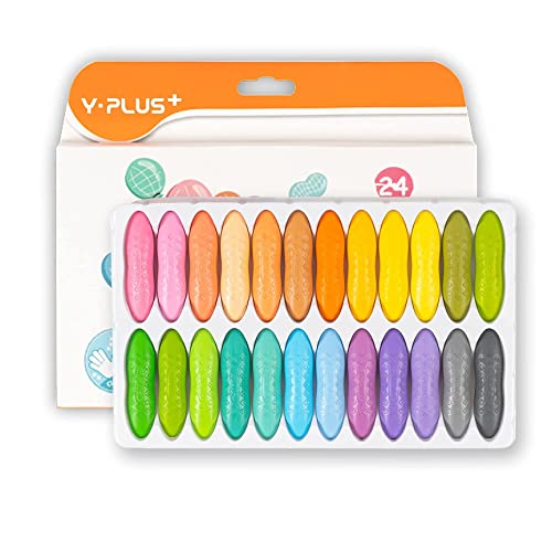 Image of YPLUS Toddler Crayons, 24 Pastel Washable Peanut Crayons, No Toxic | Easy to Hold Washable Crayons for Kids, Mess Free Unbreakable Crayon Gifts, Safe Coloring Gifts for Preschool Supplies