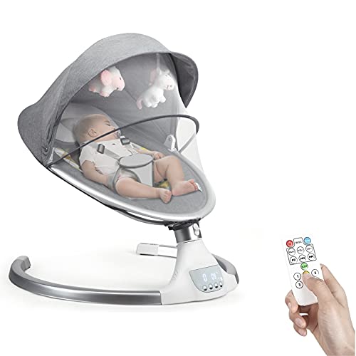 Image of HONEY JOY Baby Swings for Infants, Remote Control Baby Rocker w/5-Point Harness, Natural Sway in 6 Speeds, Canopy w/Netting, Music&Hanging Toys, LED Touch Panel, Cradling Portable Swing for Infants