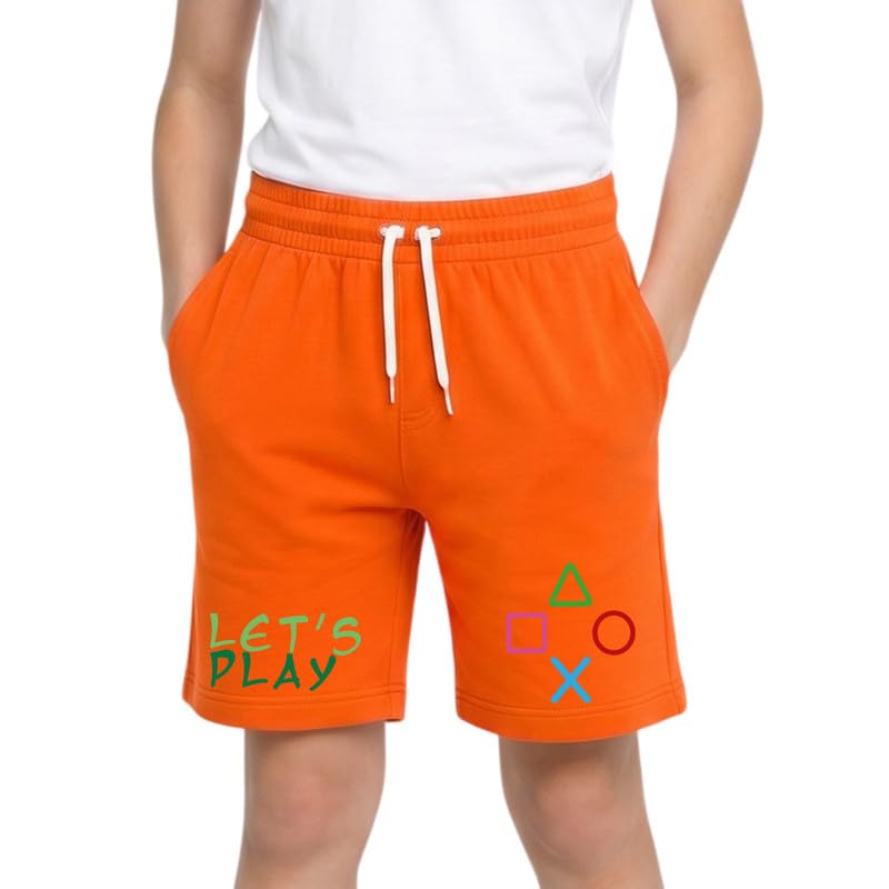 Nusyl Cotton Blend Shorts for Boys | Let's Play Text Printed | Comfortable Casual Shorts | Soft Breathable Fabric with E