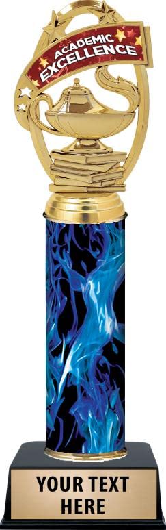 Personalized Academic Excellence Trophy, 11" Blue Academic Excellence Trophy Award, Customize Now Prime