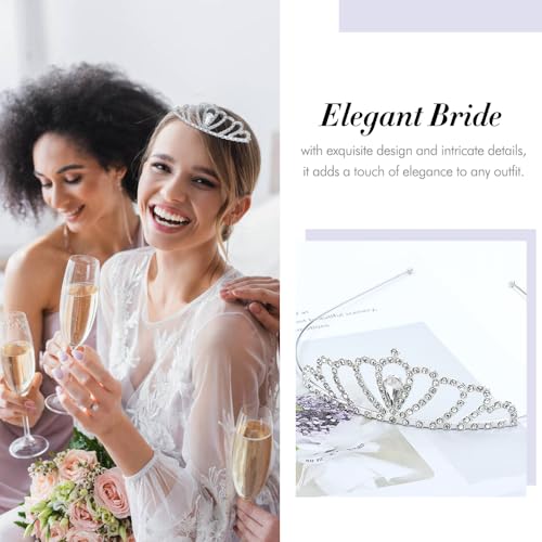 image for Lawie 8 Pack Birthday Tiaras, Rhinestone Crystal Princess Crowns, Silv