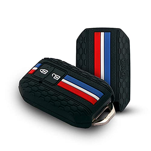 Keyzone Striped Silicone Key Compatible for Suzuki Victoris, e Vitara, Fronx, jimny, Grand Vitara, Ertiga, Brezza, XL6,Swift,Dzire,Ignis 2button Smart Key(Black)