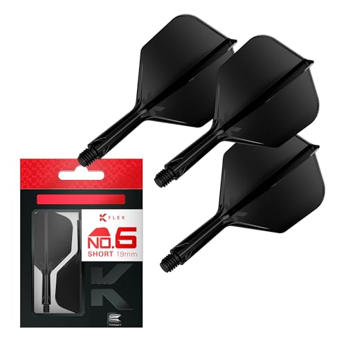 Produktfoto von Target Darts K Flex Integrated Dart Flights and Shafts, Nr.6 Schwarz (Short) | 3er Pack K-Flex - No6, Kflex All In One…