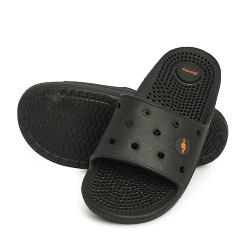 Image of Bata Men's Massage Slippers, Grey, Textured Footbed, Perforated Design