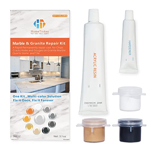 Marble Repair Kit & Granite Repair Kit(Color Match), Corian Repair Kit for Marble Granite Quartz Corian Tiles and Stones, Restore Countertops with Color Brown Gray White Beige Black Cream Yellow