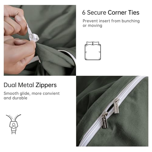 Image of JELLYMONI Cotton Duvet Cover Twin Size - 100% Washed Cotton Linen Like Textured Comforter Cover, 2 Pieces Breathable Soft Bedding Set with Zipper Closure (Gray, Twin 68 inchx90 inch)
