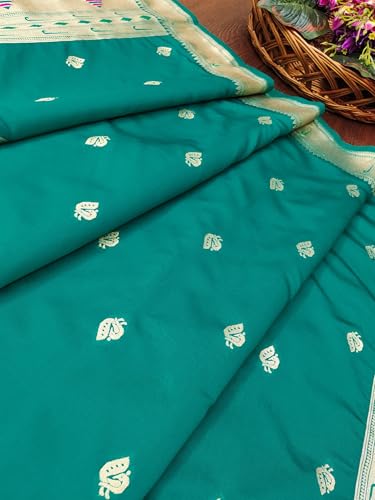 Image of DEVANGI Women's Woven Paithani Banarasi Silk Dupatta /Chunni For Women, Floral Print 1 Meter Wide and 2.3 Meter Length Printed Designer Dupatta /Chunni For Girls