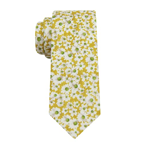 Image of Mantieqingway Floral Ties for Men Skinny Cotton Tie Flower Necktie