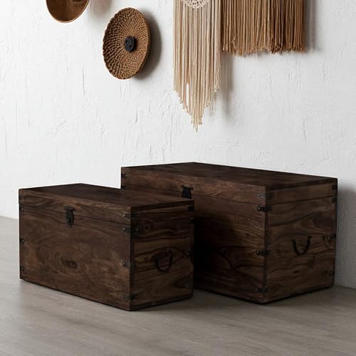 Image of The Attic Georgia Storage Box, Multipurpose Cabinet for Living Room & Bed room Storage, Solid Wood Classy storage, Walnut Matte Finish