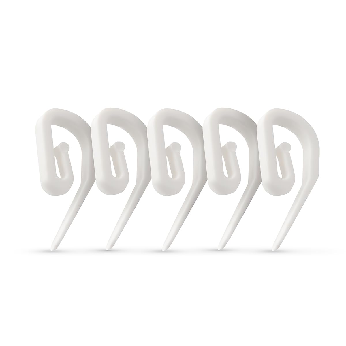 Realm White Plastic Curtain Hooks – Durable Drapery Hooks For Pencil Pleat & Header Tape Curtains – Easy‑Hang, Lightweight & Versatile. Available In Multiple Packs And Sizes. (5, Standard)