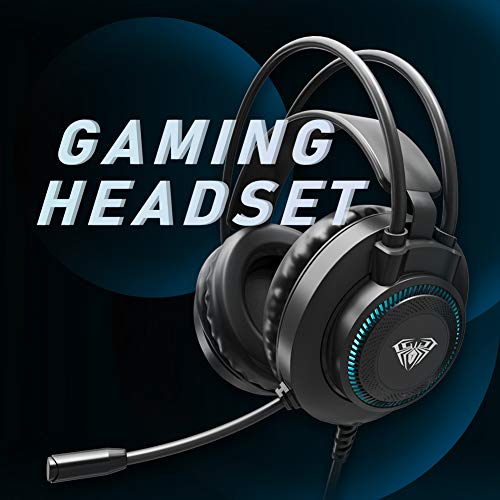 AULA S601 Wired Gaming Headset met Microfoon Surround Sound, Dual 3,5 mm USB Corded Volume Control Over-Ear Games Hoofdtelefoon, Noise Cancelling HD Mic voor Telefoon PC/MAC Laptop (Zwart) - Afbeelding 3