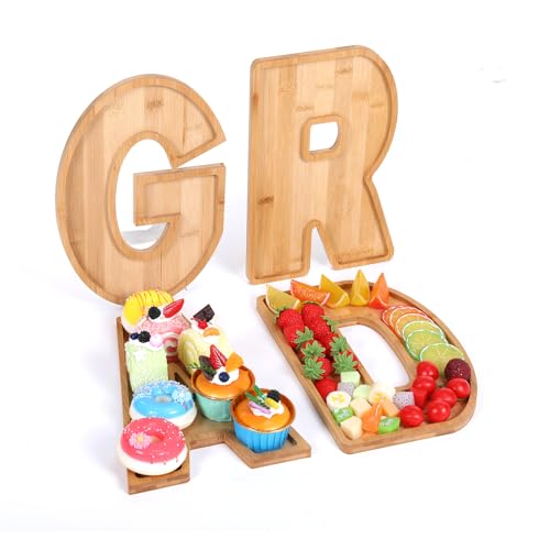 Bagrox Grad Charcuterie Letters Fillable Wooden Grad Letters Wood Charcuterie Letters Fillable Letters for Food Graduation Decorations