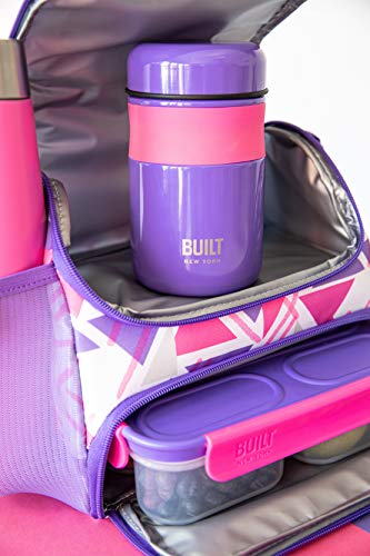 BUILT Insulated Lunch Bag with The Active Design, Polyester, Purple/White, 18.5 x 27 x 21 cm