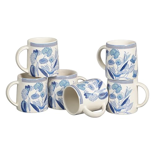 Image of miah decor Ceramic Tea Coffee Cups Set Matte Printed Small Chai Mug Drinkware Microwave Safe for Home & Restaurant-300 ml (MD-742)