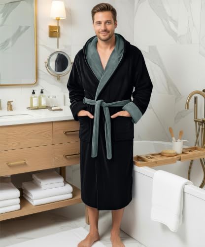 Image of NY Threads Mens Hooded Robe - Plush Long Bathrobes for Men