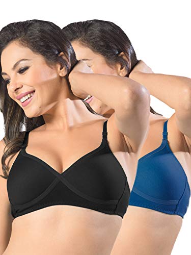 Image of SONARI Womens Non Padded Regular Cotton Bra | Wire-Free, Medium Coverage, Sewn-in Bump for Natural Lift, Polycotton Blend Fabric, Hook & Eye Closure, Adjustable Straps - Violet