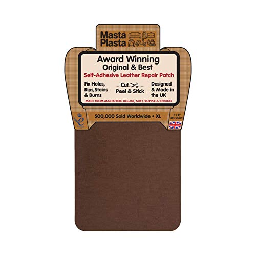 MastaPlasta Self-Adhesive Patch for Leather and Vinyl Repair, XL Plain, Tan - 8 x 11 Inch